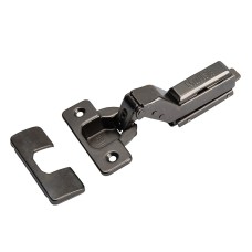 Петля Clip-On, з дотягувачем, внутрішня, з лінійною планкою, 105°, чорна, 3D Muller Profi Line