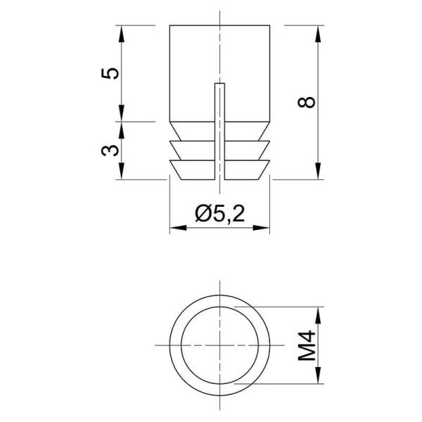 Муфта М4 D = 5,2 L = 8 латунь, Permo