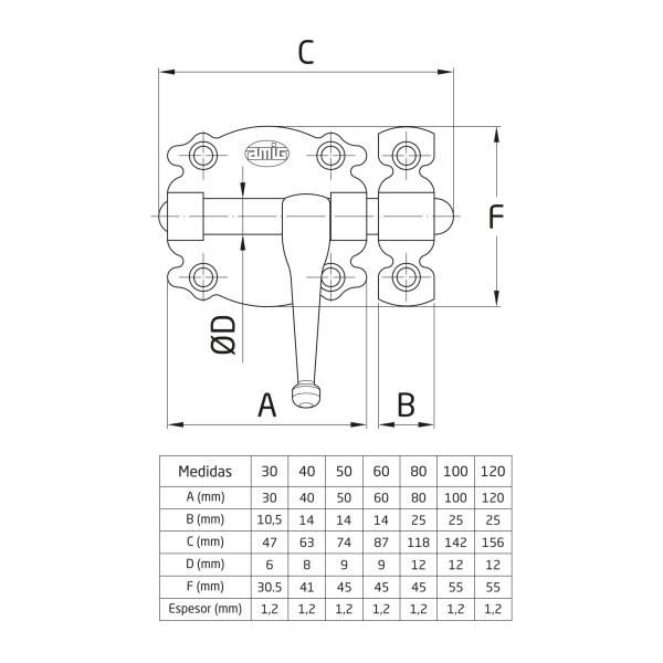 Засув 484 (50) чорний, AMIG