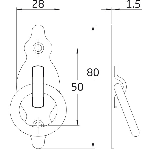 Ручка калаталка 1001 (80х30х1,5) чорна, AMIG