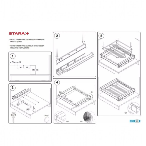 Starax S-6720-А полиця для взуття висувна в секцію 800мм (760-790х475х150) антрацит