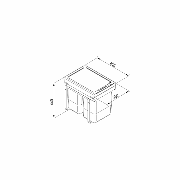 Відро для сміття, смітник JC602 KB=400/NL=450/H=440 (2x20л) пластик сірий WE14.3259.05.549, REJS