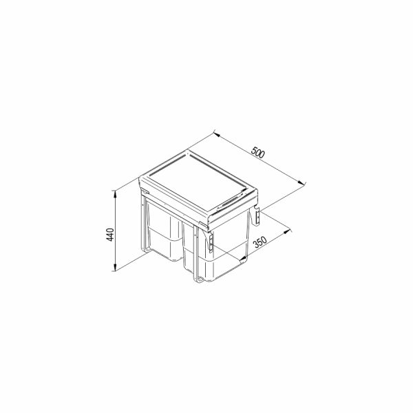 Відро для сміття, смітник JC602 KB=400/NL=450/H=440 (2x20л) пластик сірий WE14.3259.05.549, REJS