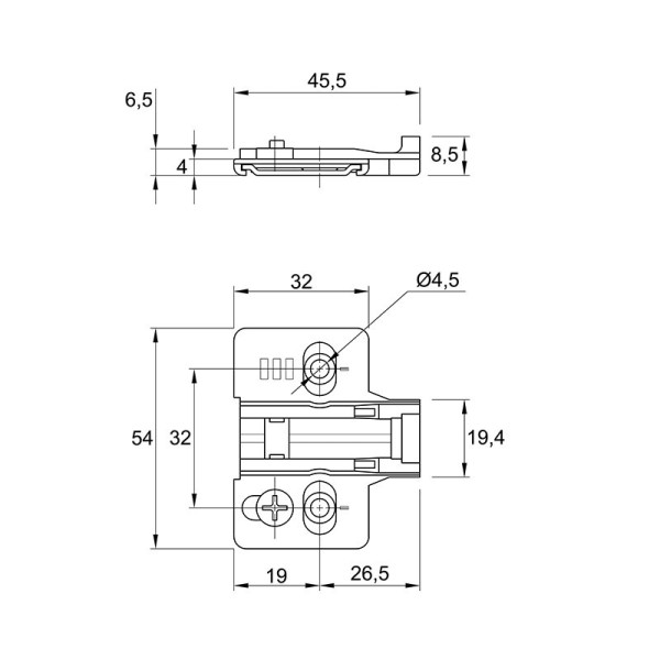Планка для завіси з дотягувачем чорна 3D Muller profi line H=2мм