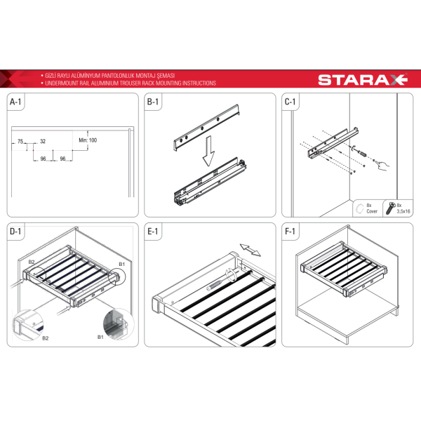 Starax S-6708-А брючниця висувна на тандем напр. в секцію 700мм (660-690х475х170) антрацит