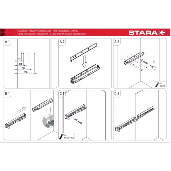 Starax S-6729-А тримач краваток і ременів правий (140х475х70) антрацит
