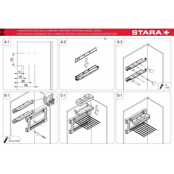 Starax S-6735-А брючниця висувна з кошиком ліва (360х475х220) антрацит