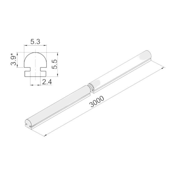 Штанга гардеробна овальна SLIDER L=3,0м чорний мат, GIFF