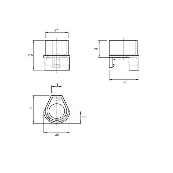 Корпус опори INTEGRATO H=40мм, пластик чорний, Italiana Ferramenta