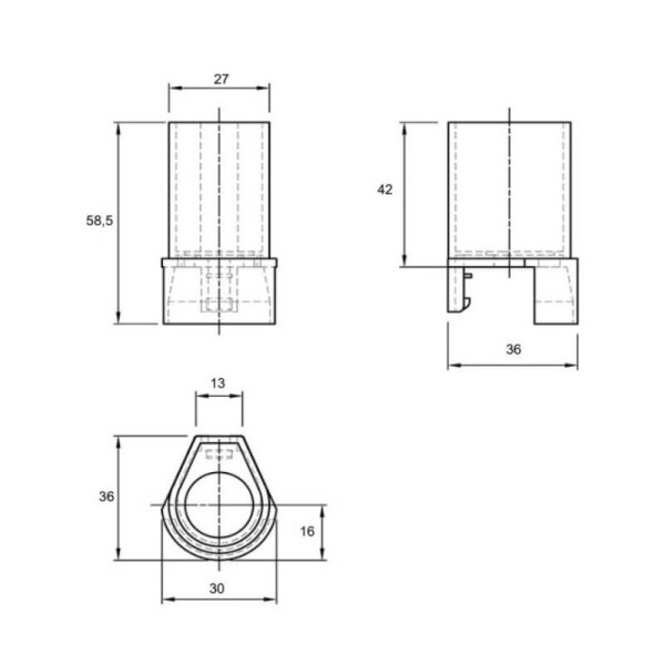 Корпус опори INTEGRATO H=60мм, пластик чорний, Italiana Ferramenta