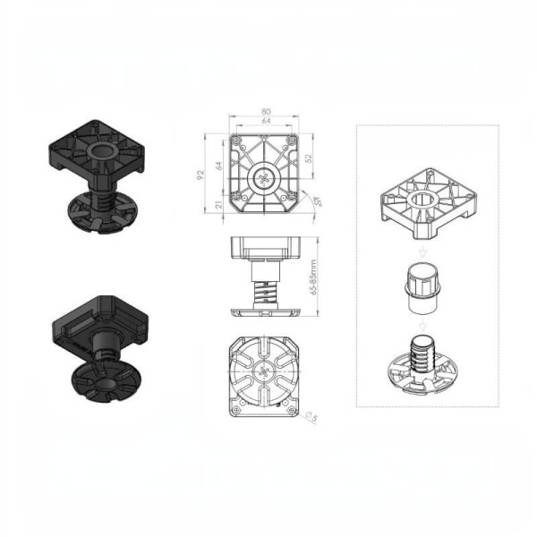 Ніжка рег.пластм MULTI LEG H 65-85 mm