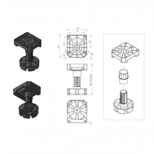 Ніжка рег.пластм MULTI LEG H 85-125 mm