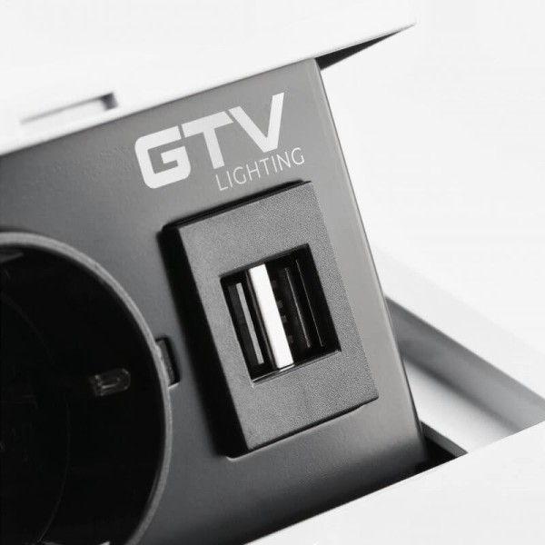 Подовжувач висувний AVARO 140х135 1розетка + 2USB AE-PB1SAVA-10 білий, GTV