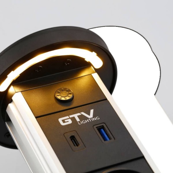 Подовжувач висувний CAMINO d-100 2 гнізда + USB AE-BPW2SCAM-20 чорний, GTV