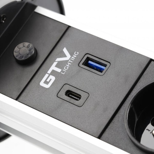 Подовжувач висувний CAMINO d-100 2 гнізда + USB AE-BPW2SCAM-20 чорний, GTV