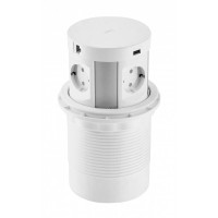 Подовжувач висувний COMFORT PLUS d-120мм 4 розетки SCHUKO 2хUSB/ 2.4A/ 2хRJ45/WC 5W білий, GTV
