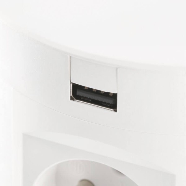 Подовжувач висувний COMFORT PLUS d-120мм 4 розетки SCHUKO 2хUSB/ 2.4A/ 2хRJ45/WC 5W білий, GTV