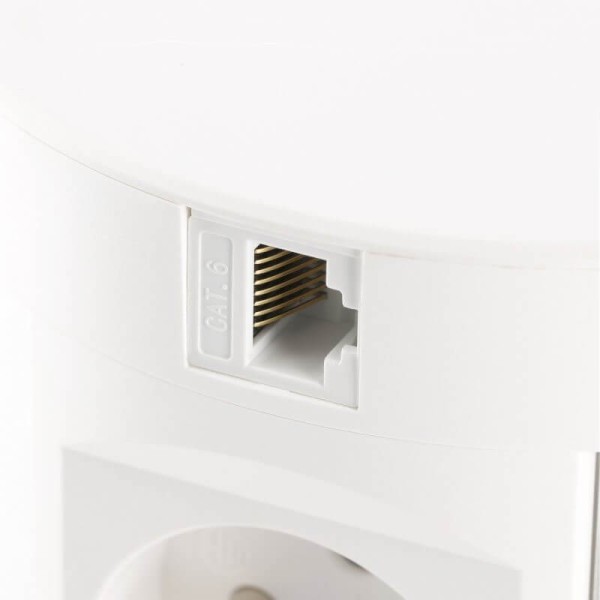 Подовжувач висувний COMFORT PLUS d-120мм 4 розетки SCHUKO 2хUSB/ 2.4A/ 2хRJ45/WC 5W білий, GTV