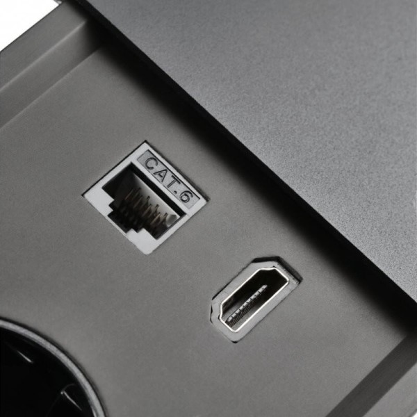 Подовжувач висувний PRESTINO 2 розетки SHUKO USB A+C RJ45/ HDMI чорний, GTV