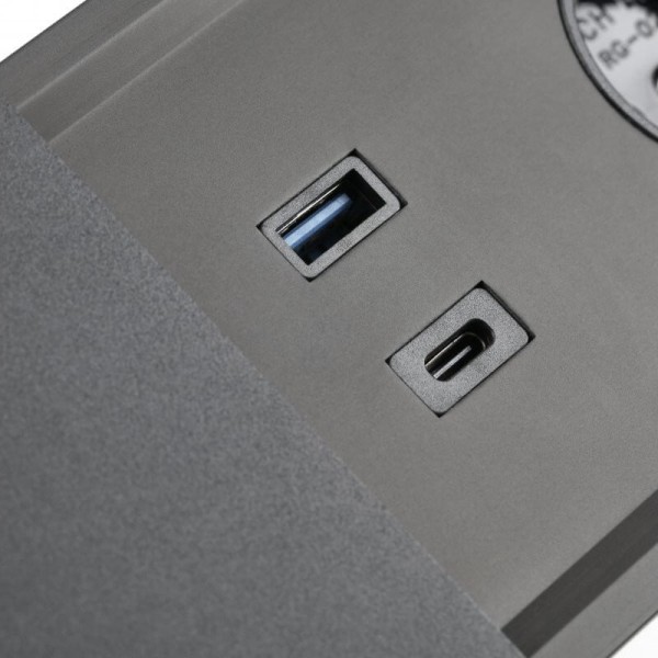 Подовжувач висувний PRESTINO 2 розетки SHUKO USB A+C RJ45/ HDMI чорний, GTV