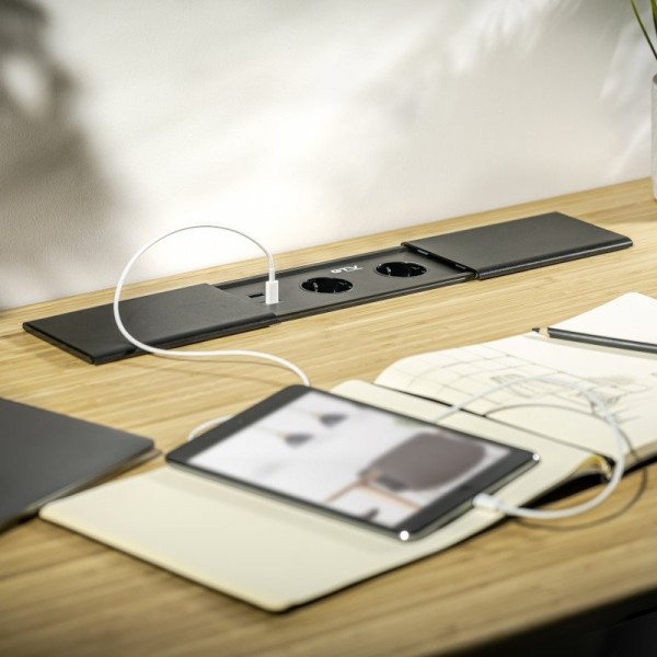Подовжувач висувний PRESTINO 2 розетки SHUKO USB A+C RJ45/ HDMI алюміній, GTV