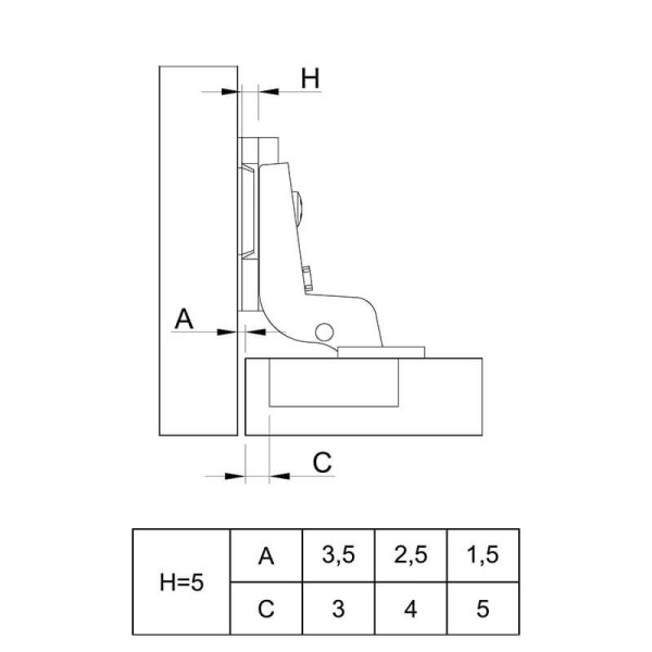Петля Hettich slide-on 2333 95 внутрішня