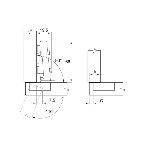 Петля Hettich Clip-on, 110°,Intermat 9943, накладна, нікель (1029518)