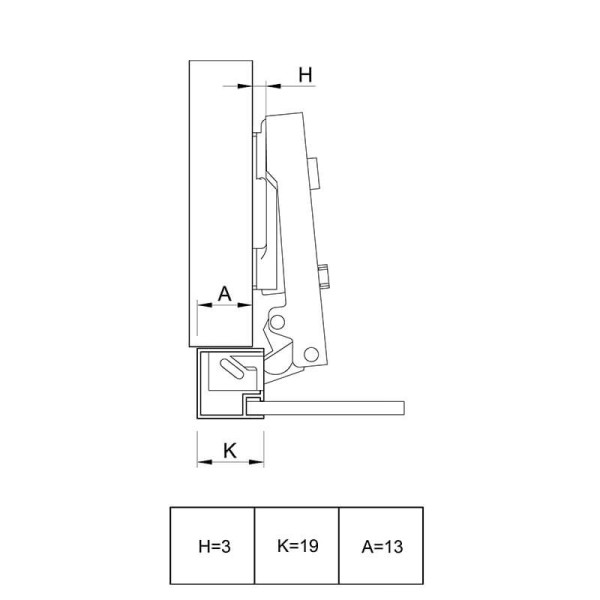 Петля Hettich Clip-on, 95°,Intermat 9936, накладна, для алюмінієвого профілю, нікель (9155233)
