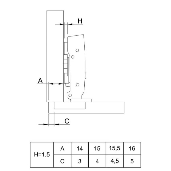 Петля Hettich SENSYS Clip-on,110°, 8646і,накладна для тонк. фас.10-19мм, з дотяг. нікель (9094276)
