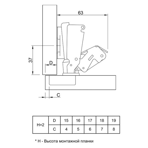 Петля  Slide-On, з пружиною, трансформер 165°, нікель, Muller