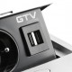 Подовжувач висувний AVARO 140х135 1розетка + 2USB AE-PB1SAVA-53 алюміній, GTV
