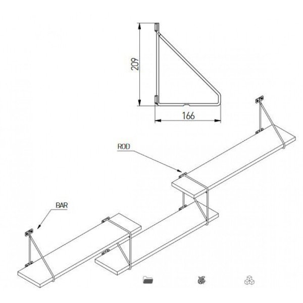 Консоль металева GTV ROD 210х160 чорна