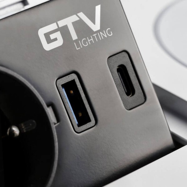 Подовжувач висувний AVARO PLUS 1 розетка SCHUKO USB A+C WC 5W провід 1,5м білий, GTV