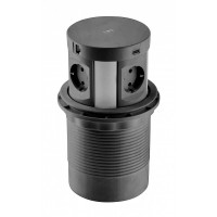 Подовжувач висувний COMFORT PLUS d-120мм 4 розетки SCHUKO 2хUSB/ 2.4A/ 2хRJ45/WC 5W чорний, GTV