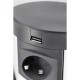 Подовжувач висувний COMFORT PLUS d-120мм 4 розетки SCHUKO 2хUSB/ 2.4A/ 2хRJ45/WC 5W чорний, GTV