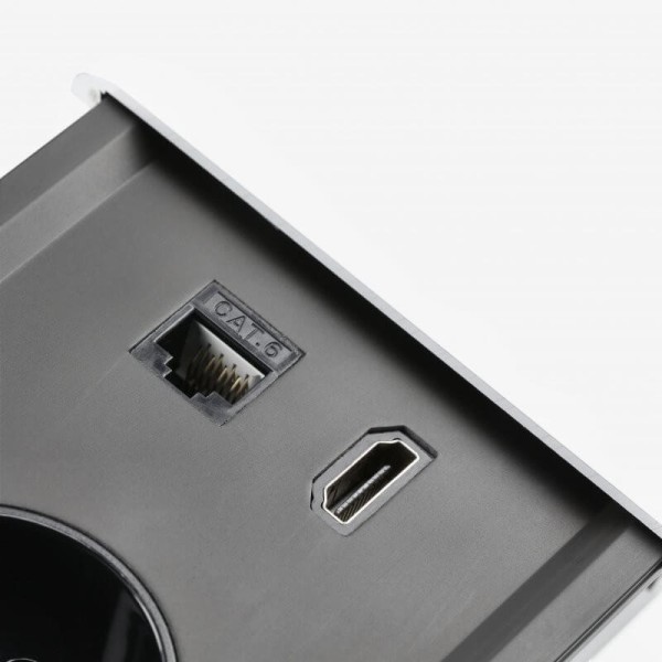 Подовжувач висувний PRESTINO 2 розетки SHUKO USB A+C RJ45/ HDMI білий, GTV