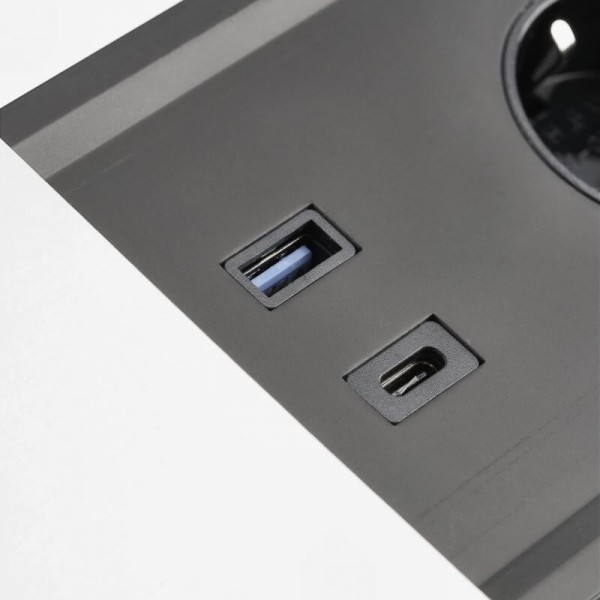Подовжувач висувний PRESTINO 2 розетки SHUKO USB A+C RJ45/ HDMI білий, GTV