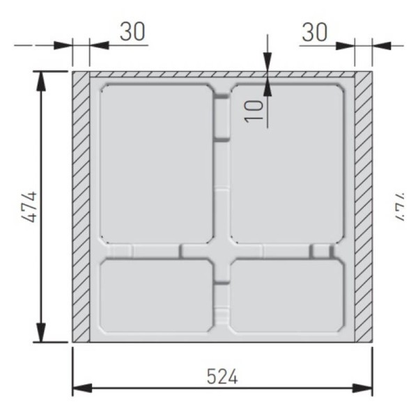Відро для сміття, сегрегатор AxiSpace 600 2х15л + 2х7л (глибина 500мм), GTV