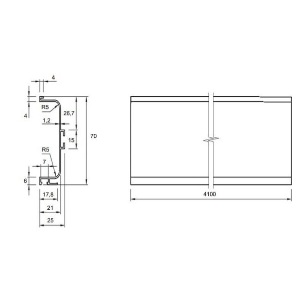 Профіль Gola Ferro Fiori  type C з LED, горизонтальний  L-4100мм, чорний браш