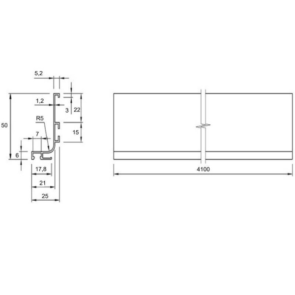 Профіль Gola Ferro Fiori  type L з LED, горизонтальний  L-4100мм, чорний