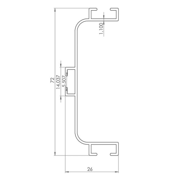 Профіль GOLA, Linken System type L горизонтальний (NEW), L=4100мм, алюміній