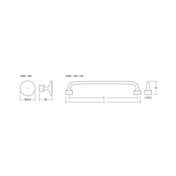Ручка Viefe 35мм 0495.035.Z.28, матове золото