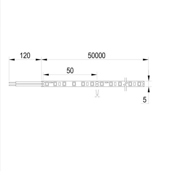 Світлодіодна LED стрічка SLIM 5мм 2835 SMD (3000K) 140 LEDs/м, 24V, 10W/м, (тепле світло), 50м