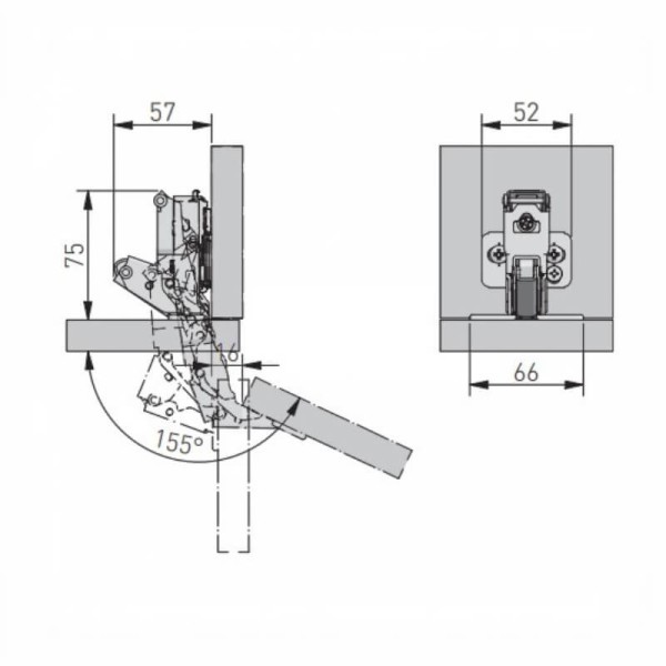 Петля GTV SILENTO PRO з дотягом 3D 155°