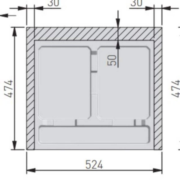 Відро для сміття, сегрегатор AxiSpace 600 2х15л (глибина 450-500мм), GTV