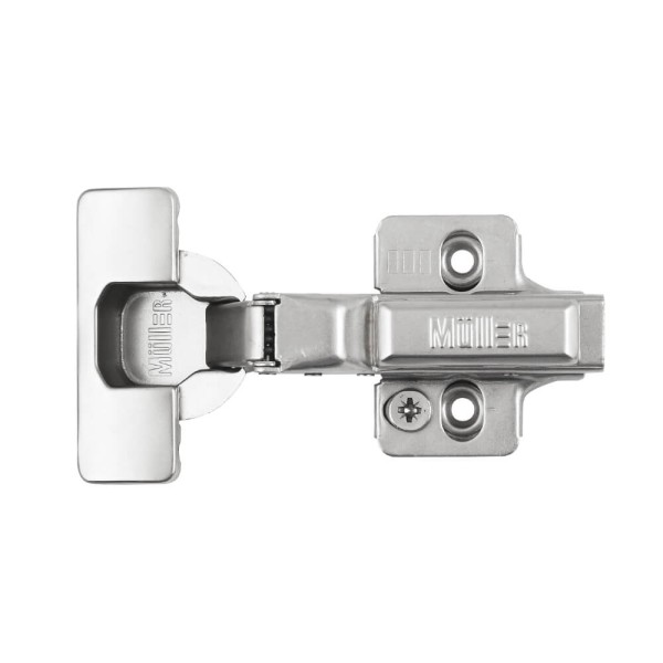 Петля Clip-On, з пружиною, напівнакладна 105°, нікель, 3D, Muller Profi Line БЕЗ ДОТЯГУВАЧА !!!
