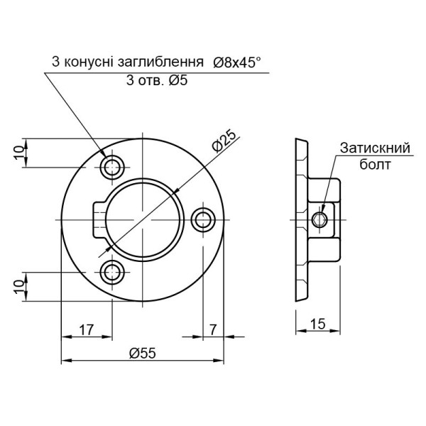 Ф25 R-11 флянець СТАЛЬ хром, ДС