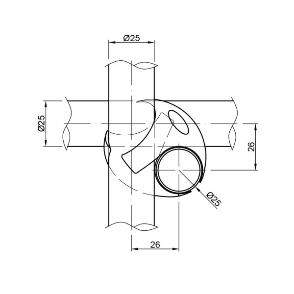 Ф25 R-2/DX кріплення потрійне праве, ДС