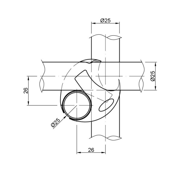 Ф25 R-2/DX кріплення потрійне праве, ДС