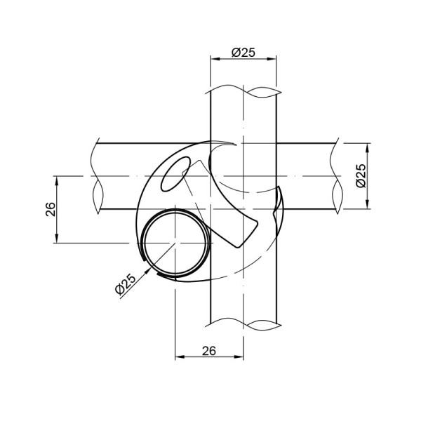 Ф25 R-2/SX кріплення потрійне ліве, ДС